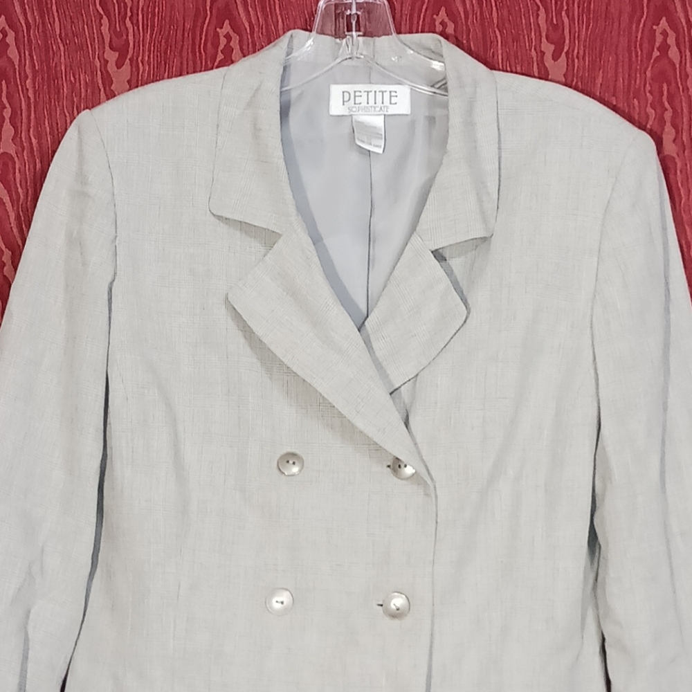 PETITE SOPHISTICATE 2 Piece Gray Long Sleeve Collared Suit Women's Size 12 - Picture 4 of 16
